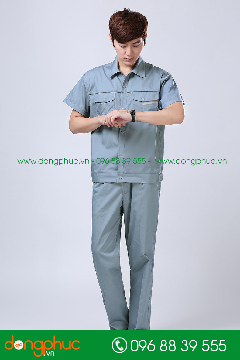 Mẫu bảo hộ màu ghi đậm cộc tay